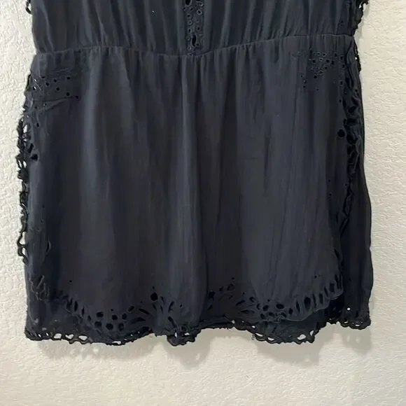 IRO Caity Embroidered Mini Dress, Black/Navy, Size 8 (40)